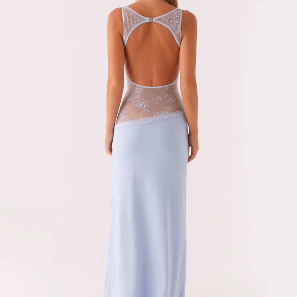 Peppermayo Light Blue Backless Dress with Lace Detail - Picture 2 of 3
